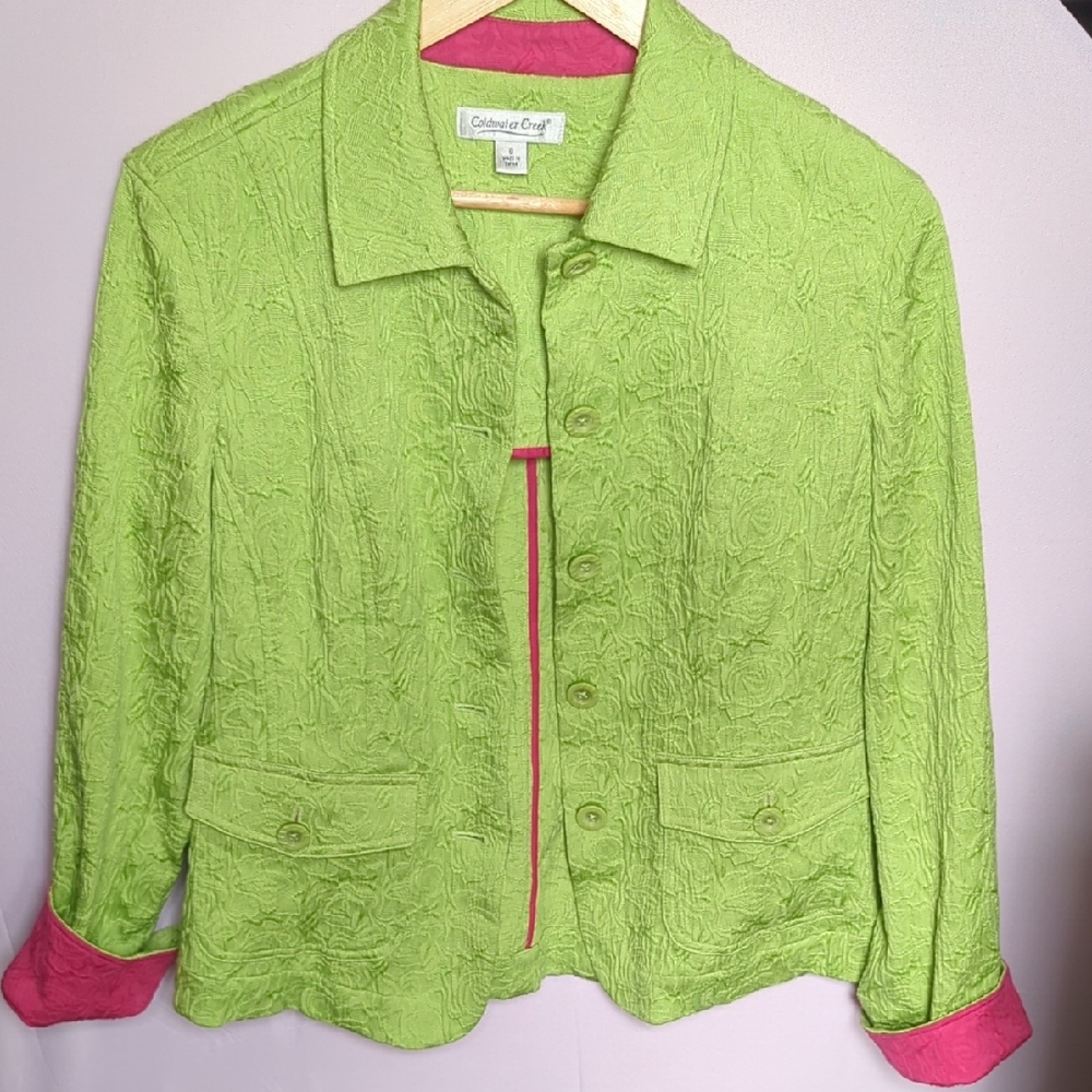 Women's Bright Green & Pink Watermelon Statement Jacket Dopamine Dressing Large